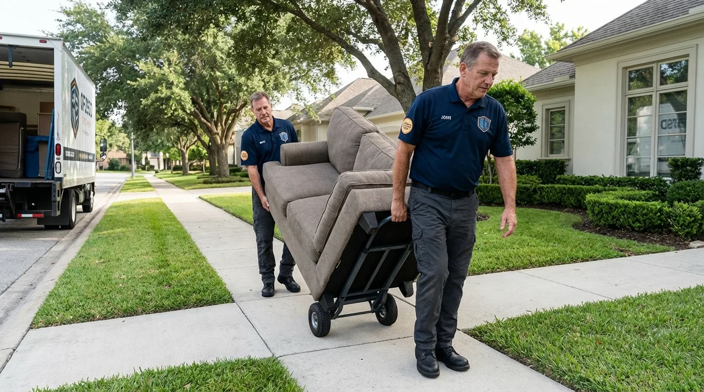 Local residential moving crew loading furniture in Little Rock, AR